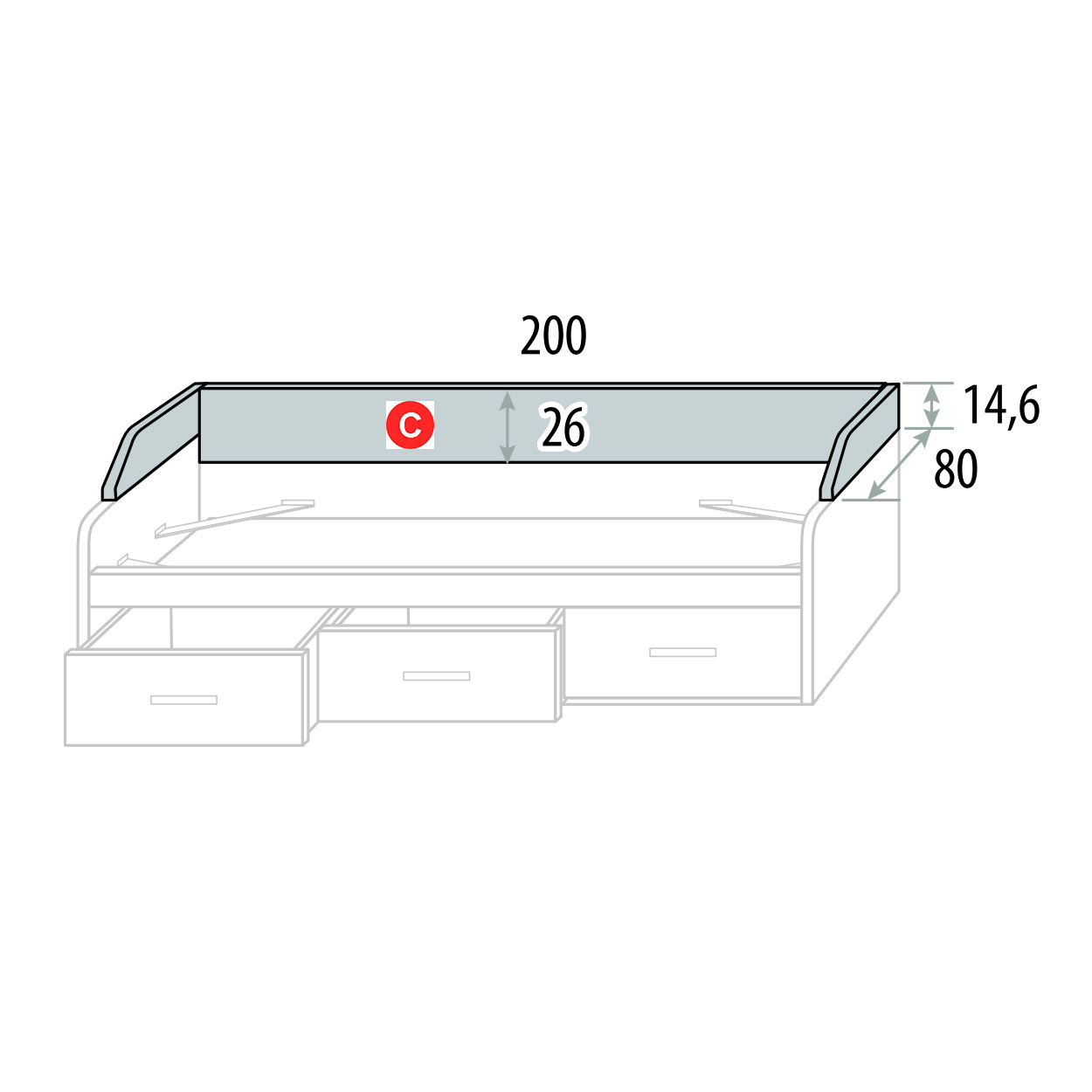 Cama nido 2 cajones con ruedas de 90 ó 105 CORBAN PLUS