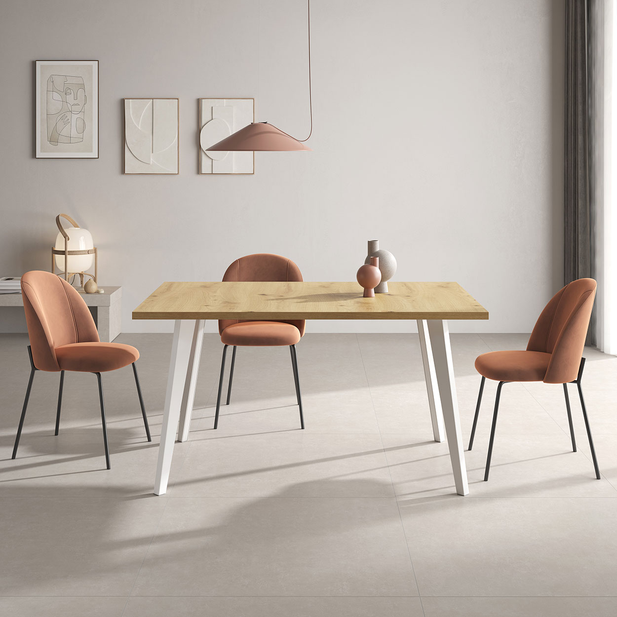 Mesa de comedor extensible Pata metálica. 120 x 90 cm. - Muebles